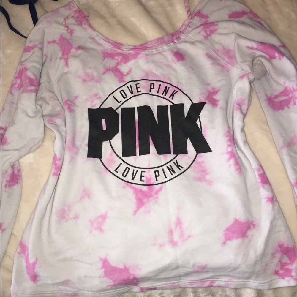 🔴SOLD🔴Victoria secret pink tie-dye crewneck